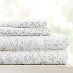 Linen Market 4 Piece Deep Pocket Sheet Set Queen Burst of Vines Grey