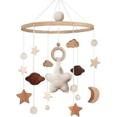 SWECOMZE Mobile Baby Bed Bell with Stars Wooden Girls Hanging Mobile Wind Chime for Cot Bed