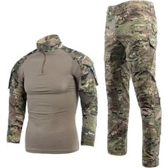 Tactical Suit Men’s Combat Shirt & Trousers Long Sleeve Ripstop MultiCam Airsoft Forest Hunting Military BDU Uniform.