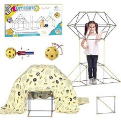 Bluesky DIY Forts Creative Building Toy (315 Pieces) with Click System, Plug-in Bar Kit with Cross Bars: Construction Game: XXL Play Tent, Cave, Rocket and Much More, Boys and Girls from 5 Years