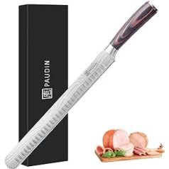 PAUDIN Ham Knife Carving Knife 30 cm, Kitchen Knife for Ham, Professional Fish Knife Made of High-Quality Stainless Steel, Extra Sharp Knife Blade with Ergonomic Pakka Wood Handle