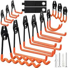 ZLPBAO Pack of 12 Wall Hooks Garage and 2 Cable Ties, 24 Sets of Screws, Heavy Duty Garage Hooks, Garage Storage Hooks for Organising Tools, Chair, Hose, Bicycles, Sports Equipment