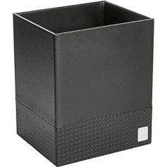 JOOP! Papierkorb bathline schwarz in Leder-Optik mit eleganter Flechtprägung, silberne Logoplakette