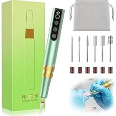Yblntek Electric Nail Drill Wireless, Professional 35000 rpm Salon Nail File Battery Nail File, Manicure Set, Pedicure File Machine for Cuticles, Acrylic, Gel, Callus, Beginners LED Display (Light