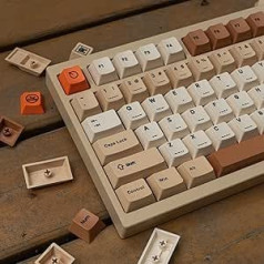 Mintcaps PBT Keycaps 143 Keys Cherry Profile Retro Keycaps Set Dye-Sub Postage Stamp ISO ANSI Beige Keycaps Custom Keyboard Keycaps for 60% 65% 70% 75% Cherry Gateron MX Switches Mechanical Keyboards