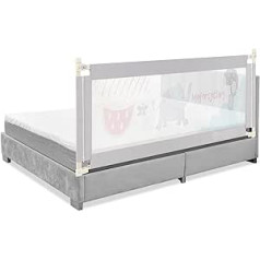 COSTWAY 175 cm Bed Rail, 24 Levels Height-Adjustable Baby Gate with Double Closure & Zip, Vertical Up and Down, Seamless Fall Protection for Many Bed Types (Grey)