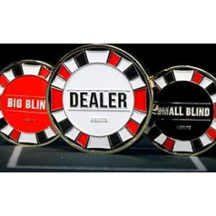 JIESITE Dealer Buttons, Texas Hold'em Casino Grade Metal Dealer Buttons, 3 Stück Deluxe 2,1/1,7 Zoll Poker Zubehör Set