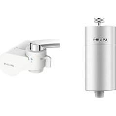 Philips AWP3754 X-Guard On Tap Water Filter & AWP1775 Inline Shower Filter, KDF Filter System Against Residual Chlorine, Bacteria, Impurities & Lime, Water Filter for Bath and Shower