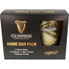 Guinness Home Bar Pack - Gravity Pint Glasses, Bar Towel and Playing Cards