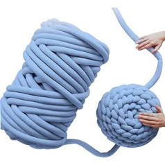 Core Yarn Roving Yarn Multicoloured Bulky Arm Knitting Wool Soft Coarse Knitted DIY Hand Chunky Knitted Blanket Yarn for Giant Chunky Throw Carpet Sofa Blanket Cuddly Blanket Pet Bed (Blue, 1 kg)