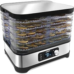 Yoer VitaSave FD01S, Dehydrator, 450 W, 4000 cm2, 24 Hour Timer, LED Display, Stainless Steel INOX, BPA-Free, Modular Design, Food Dehydrator for Food, Mushrooms, Fruits, Meat, Fish, Vegetables