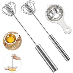 Stainless Steel Whisk Set, Semi Automatic Hand Pusher Blender Easy Squeeze and Whisk, Save A Lot of Energy When Beating Mixing Stirring for Kitchen