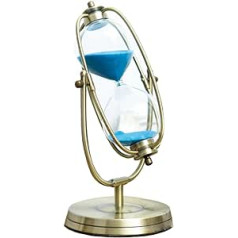 Hourglass for Decoration, Kitchen Cooking or Learning Control Clock, Metal Bronze, Rotating Blue in 60 Mins, 60 Mins