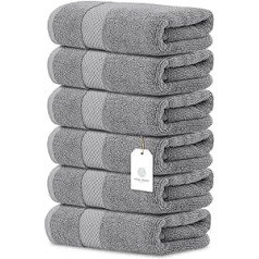 White Classic Luxury Towels | Cotton Hotel Spa Bathroom Towel | 16 x 30 cm | Pack of 6 | Grey