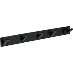 Ambrosya - Stainless Steel Towel Rail in Black - Bathroom Wardrobe Hook Holder Towel Towel Hook Clothes Hook Set (Stainless Steel (Black), 5 Hooks)
