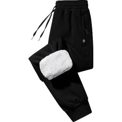 Imuedaen Men's Jogging Bottoms Winter Fleece Lined Warm Training Trousers Fleece Plush Lined Jogger Trousers Sweatpants Winter Trousers Training Trousers with Pocket