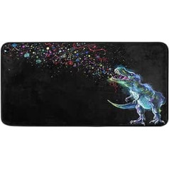 OOWOW Kitchen Runner Rug Glowing Dinosaur Rex Rainbow Galaxy Floor Mat Non-Slip Washable Doormat for Bathroom Indoor Outdoor Entryway Welcome Mat 39