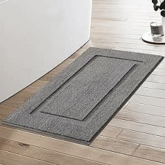Lannvan Bath Mat Non-Slip Washable Bath Mat 50 x 80 cm Rectangular Pattern Water-Absorbing Soft & Fluffy Microfibre Bath Mat Grey for Shower Bath Toilet