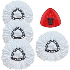 4+1 Mop Head Replacement Heads for Vileda Turbo Mops Includes 1 Red Mop Holder Suitable for Vileda Replacement Heads Insert for O-Cedar EasyWring & Clean 2 in 1 Mops Replacement Heads