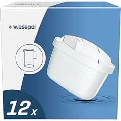 Wessper Water Filter Cartridge Compatible with Brita Maxtra Water Jug, Filter with Activated Carbon and Ion Exchange Resin, Water Filter Cartridges - Pack of 12
