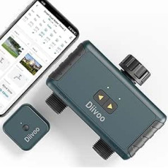 Diivoo Irrigation Computer WLAN 2 Outputs, Smart Watering Timer for Garden Watering Compatible with Alexa & Smart Life App, Automatic Watering Timer with Wi-Fi Hub for Lawn Parkside