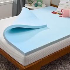 LINENSPA 7.5 cm Gel Infused RV Queen Memory Foam Mattress Topper, Blue