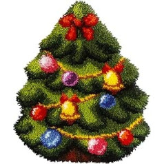 Orchidea - Latch Cushion Pack with Latch Hooks - Christmas Tree - Printed Canvas - 4.5 Count - For Adults - 30.4096