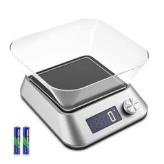 EnjoyNest Digital Kitchen Scales, Household Scales, Letter Scales, High Precision up to 0.1 g, 5 kg Maximum Weight with Multifunction, LCD Display, Button Switch Design, Battery Included