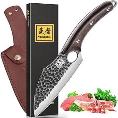 ENOKING Kitchen Knife, Chef's Knife, Professional Knife, 14.5 cm Sharp Japanese Knife, Full Tang Design, Hand-Forged Chef's Knife with Sheath