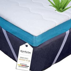 Komfortec Topper 90 x 200 cm Made of Visco Memory Foam with Gel, 7.5 cm High, Oeko-Tex Certified, Mattress Topper, Washable Aloe Vera Cover