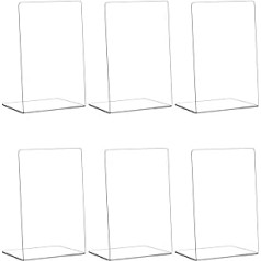 QWORK 6 Pieces Clear Acrylic Bookends Organizer for Office Library Books School Supplies Bookshelves
