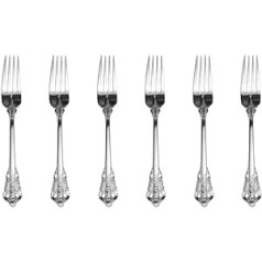 WuLun Silver Cutlery Set Baroque Antique Look Made of 18/10 Stainless Steel Mirror Polished Ideal for Home, Kitchen, Restaurant, Wedding, Parties, Afternoon Tea, Tea Forks 6 Pieces, Length 15.3 cm