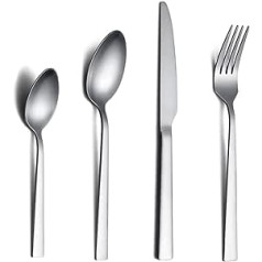 Berglander Matt Cutlery Set 24 Pieces, Stainless Steel Cutlery Set with Matte Finish, Matte Silver Cutlery Set for 6 People (Matt Silver)