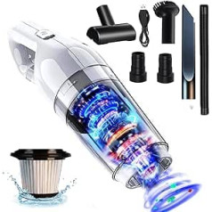 Handheld Vacuum Cleaner, 15000Pa Handheld Vacuum Cleaner Battery Bagless Wet Dry Test Winner Car Vacuum Cleaner 120 W Wireless Handheld Vacuum Cleaner Mini Vacuum Cleaner for Car, Home, Pet Hair,