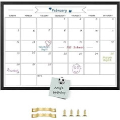 Umtiti Monatskalender, trocken abwischbar, Whiteboard (43 x 58 cm), schwarzer Holzrahmen, magnetische Oberfläche, Whiteboard für Planung/Zeitplan/Schulstundenplan/Memo, Tafel für Büro, Schule und