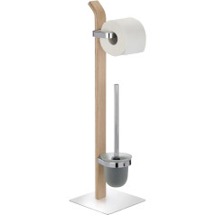 Wenko 203971000 Samona Stand WC-Set Chromed Metal / Veneer 20 x 71.5 x 20 cm Natural