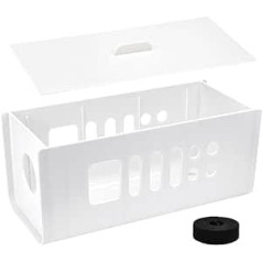 CAREDGO Kabel Organizer Box Weiß, Kabelmanagement Box mit 1m Kabelschlauch Schwarz Kabel Aufbewahrungsbox 30cm *13cm *13cm Kabelkasten mit Deckel Kabel Organizer Kabelsortierer für Kabelsalat