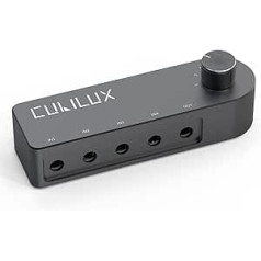 Cubilux Passive Audio Switcher, Bi-Directional 1 to 4 3.5 mm Jack Speaker Switch, 4-Channel Stereo Aux Switch Selector for Headphones, PC, Laptop, Telephone, Sound System