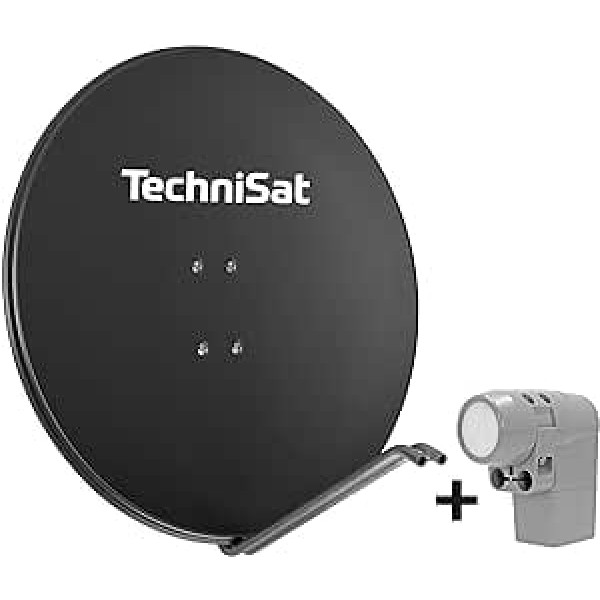 TechniSat SATMAN 850 Plus Satellite Dish for 4 Subscribers (85 cm Satellite Complete System, Mirror with Mast Mount and UNYSAT Universal Quattro Switch LNB in Weather Protection Housing) Grey