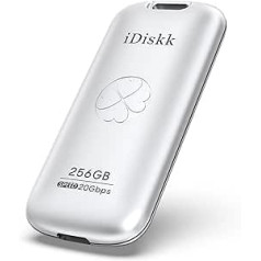 iDiskk 256GB External Solid State Drive up to 2000MB/s, USB 3.2 Gen 2x2 USB-C SSD, High Performance SSD with USB-C Cable, Pocket Size 2000MB/s USB-C Flash Drive, Photo Memory Stick (Silver)