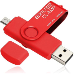 BORLTER CLAMP 128 GB OTG USB Flash Drive Dual USB 3.0 Flash Drive with Micro USB Drive Connection for Android Smartphone Tablets & Computers (Red)