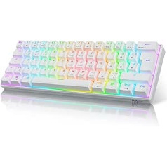 RK ROYAL KLUDGE RK61 RGB 60% Mechanical Gaming Keyboard, Wireless/Wired Bluetooth Keyboard with Hot-Swap Enabled Tactile Brown Switch, Compatible with Multiple Devices, White (QWERTZ)