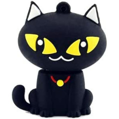 Ulticool - Cat Puss 32GB USB Stick - Cat Black - Memory Stick Data Storage - Pen Drive - Memory Stick - Black Yellow