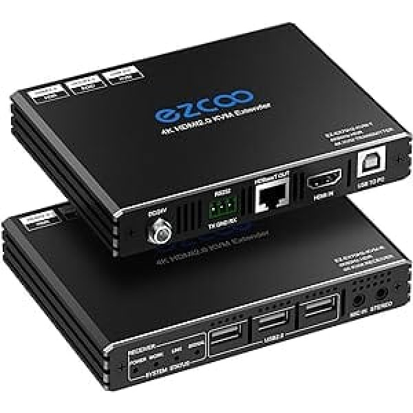 4K HDMI KVM Extender USB Uncompressed 4K 60Hz HDR Single Over Cat5e/6 up to 300 Feet 3 Ports USB 2.0 Hub POE RS232 EDID 3.5mm Stereo Audio and Microphone 70H2KVM