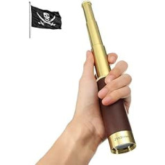 NewDoar 25 x 30 Zoombares Monokular Vintage Piraten Teleskop - Wasserdicht Aluminiumlegierung Messing Einstellbare Optik Teleskop für Reisen Navigation Segelreisen Reise Anblick Spiele