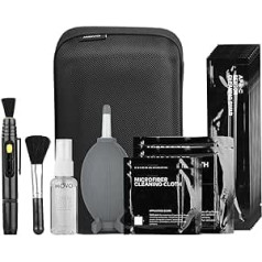 Movo DSLR Camera Cleaning Kit with 10 APS-C Sensor Brushes, Sensor Cleaning Fluid, Rocket Air Blower, Lens Pen, Soft Brush, 2 x Small & 2 x Large Microfibre Cloths & Carry Bag