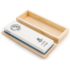 Remos Sharpening Stone for Knife Sharpening - 1000/6000 Grit in Wooden Box 20 x 6 cm