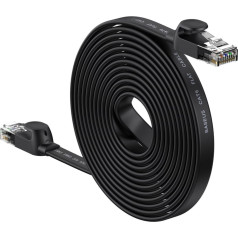 Patchcord RJ45 Speed Six 1000Mbps plakans tīkla kabelis 15m - melns