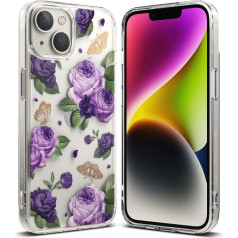 Ringke Bruņu apvalks ar gēla rāmi iPhone 14 Plus Fusion Design Purple Rose caurspīdīgs