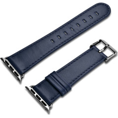 Icarer Dabīgās ādas siksniņa Apple Watch 1-3 38mm Leather Vintage tumši zila